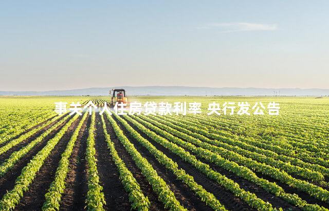 事关个人住房贷款利率 央行发公告